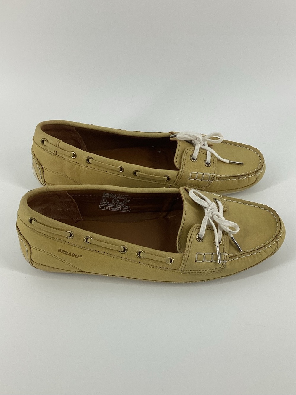 Sebago Women's Yellow Leather Boat Shoes with White Laces